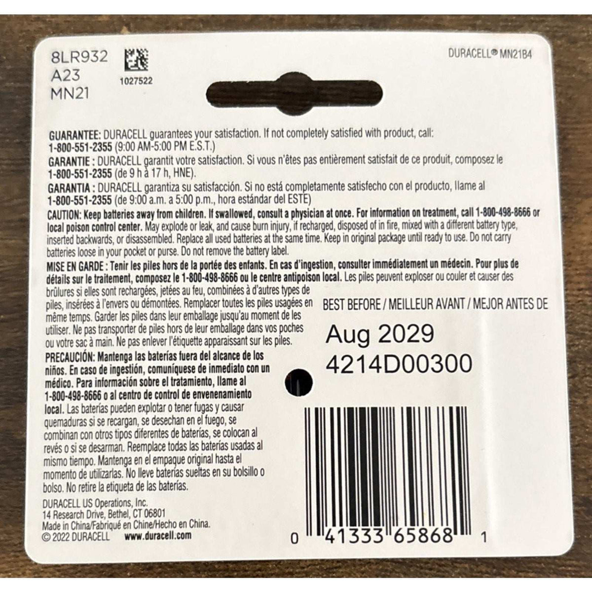5 Packs Of 4 Duracell 12V A23 21/23 MN21 MN23 23AE 23A 23GA Security Batteries