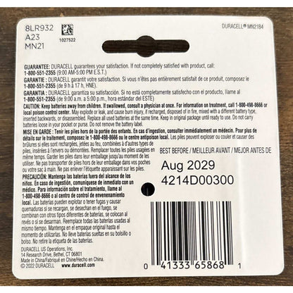 5 Packs Of 4 Duracell 12V A23 21/23 MN21 MN23 23AE 23A 23GA Security Batteries