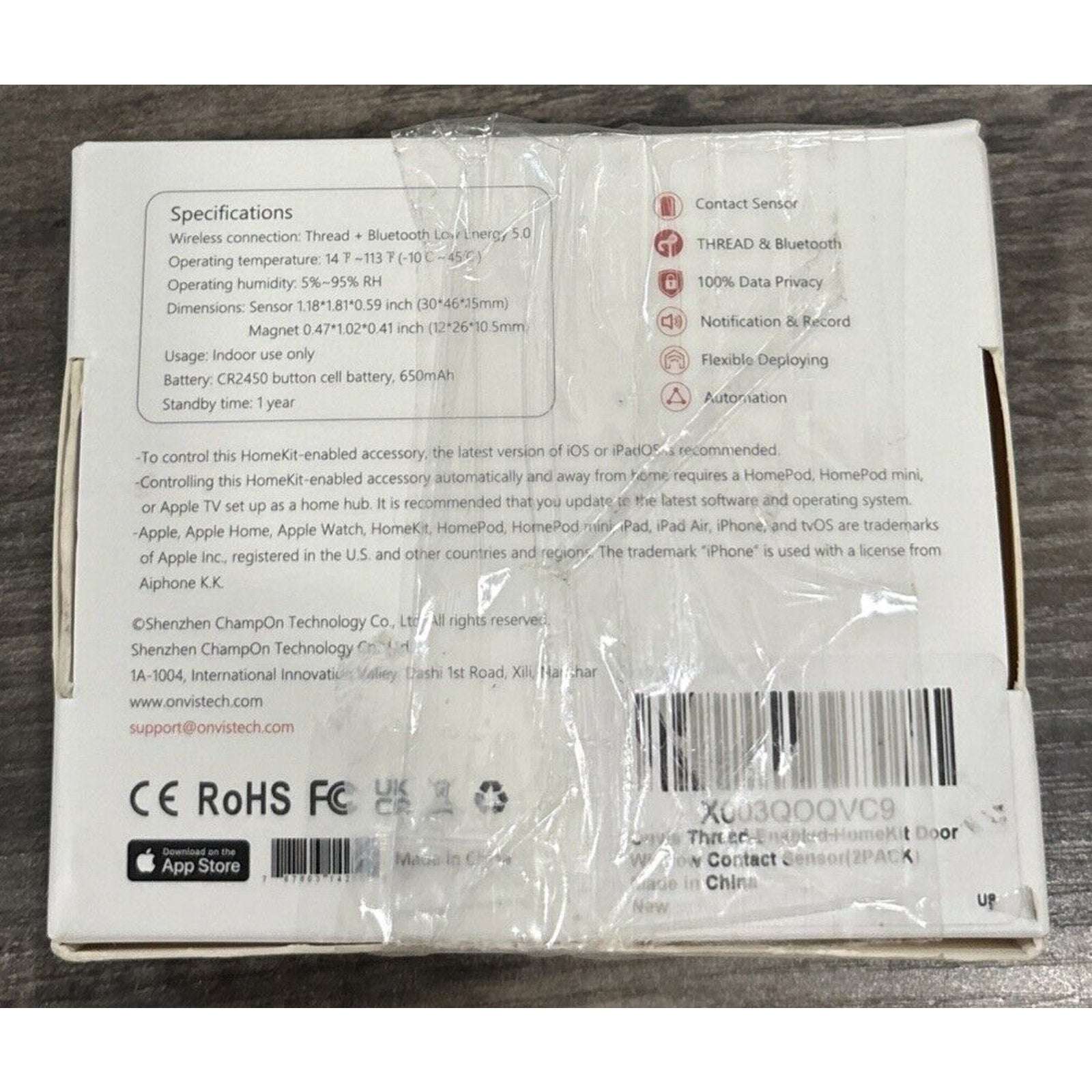 Onvis Thread-Enabled Door Window Contact Sensor Wireless Alarm Apple Home 2Pack