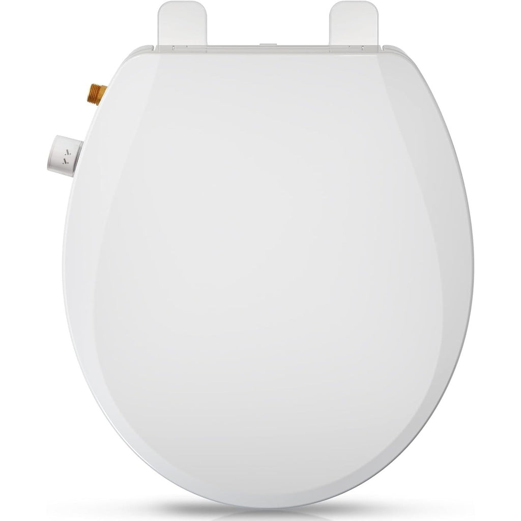 Clirass Round Bidet Toilet Seat with Quiet-Close Lid Non-Electric Dual Nozzle
