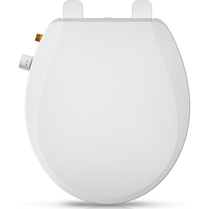 Clirass Round Bidet Toilet Seat with Quiet-Close Lid Non-Electric Dual Nozzle