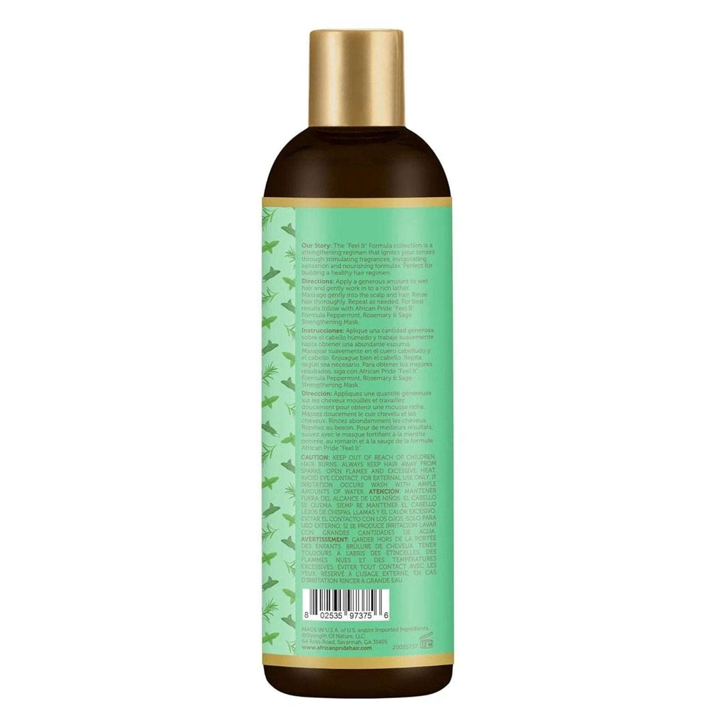 African Pride "Feel It" Peppermint, Rosemary & Sage Strengthening Shampoo 12floz