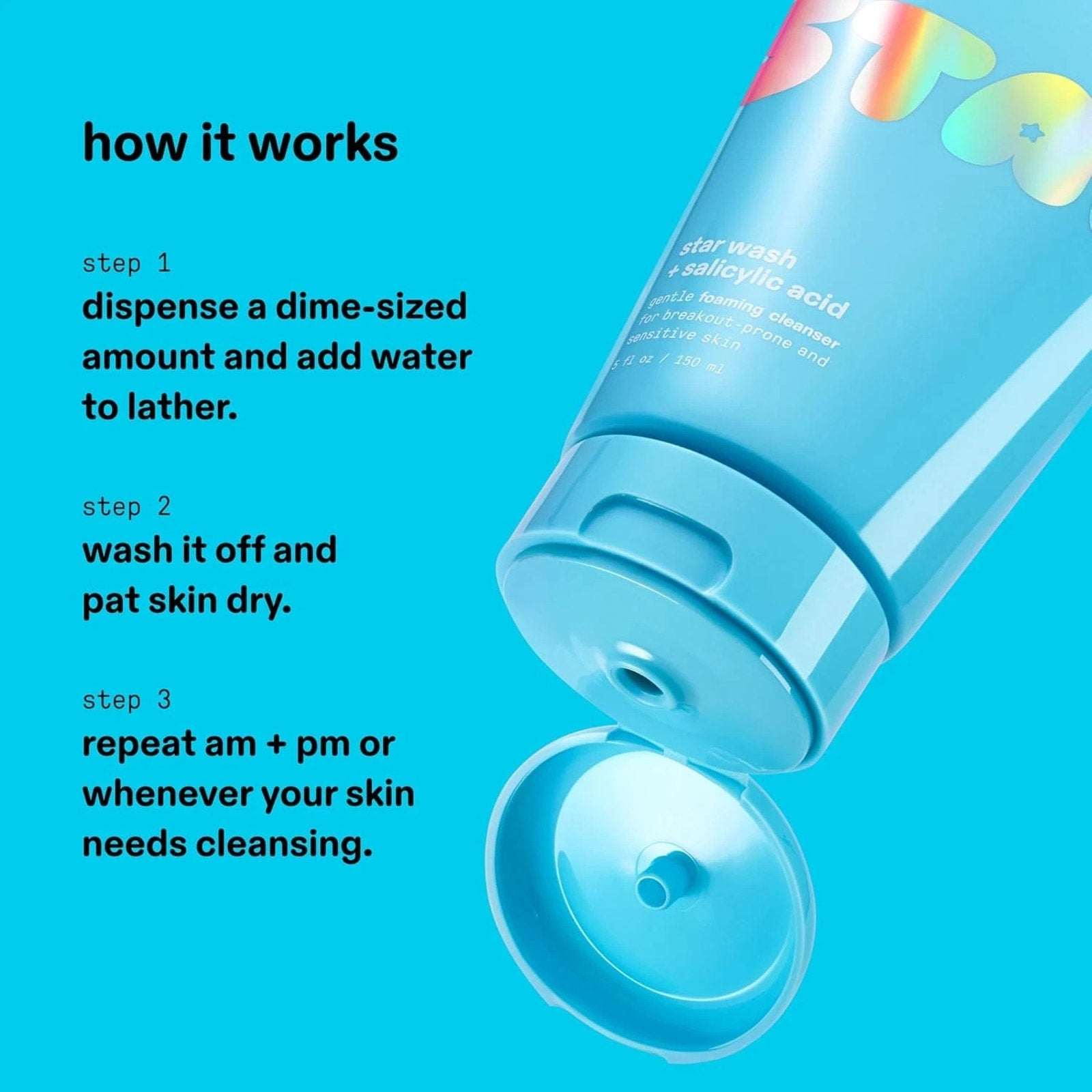 Starface Star Wash + Salicylic Acid Foaming Facial Cleanser for Breakout-Prone