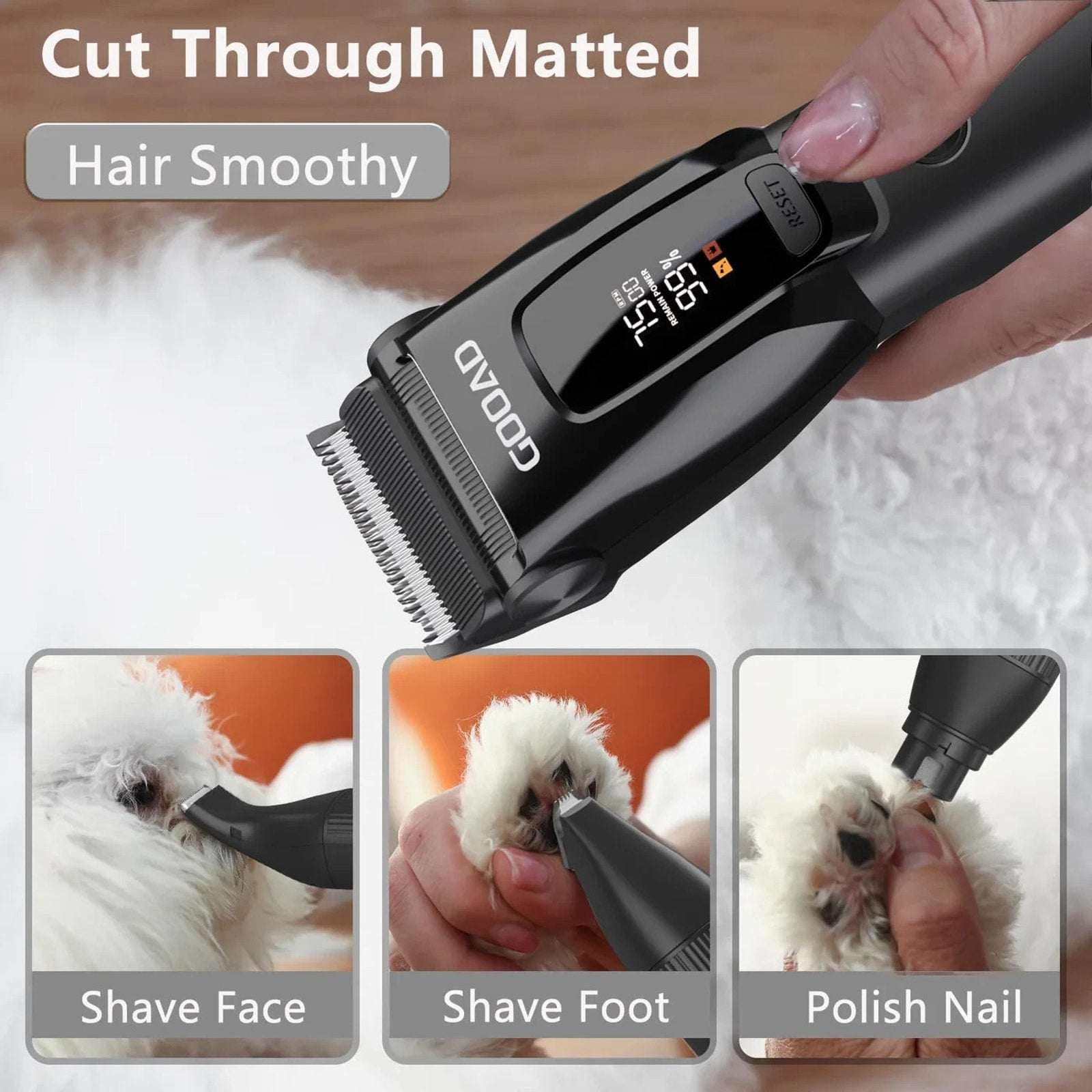 Wireless Dog Grooming Set Clippers, Paw Trimmers for Thick Hair Coats Low Noise
