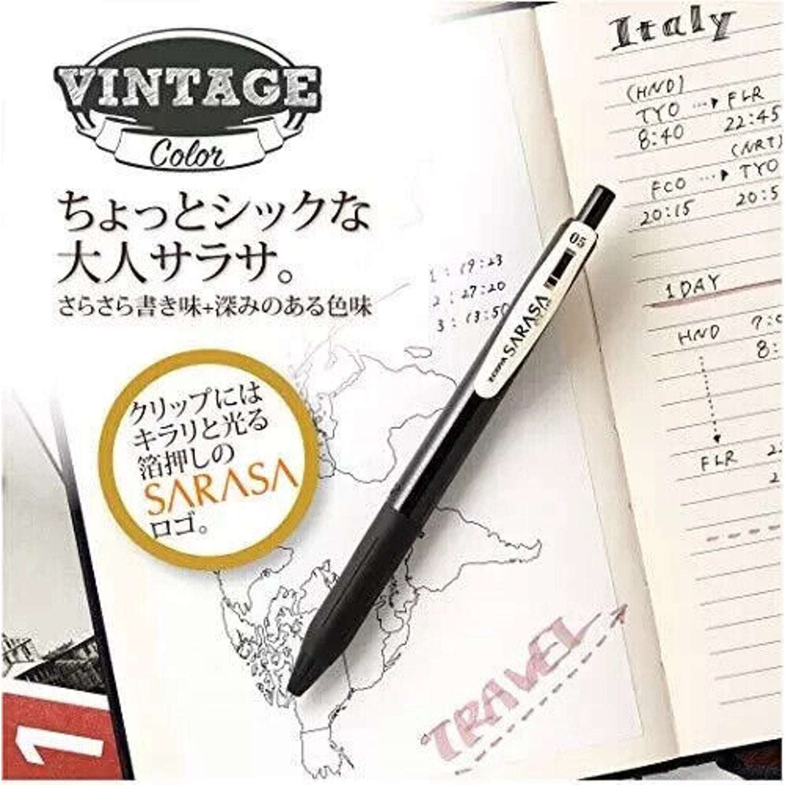 ZEBRA Gel Ballpoint Pen Sarasa 0.5mm 5 Vintage Color Colorset JJ15-5C-VI2