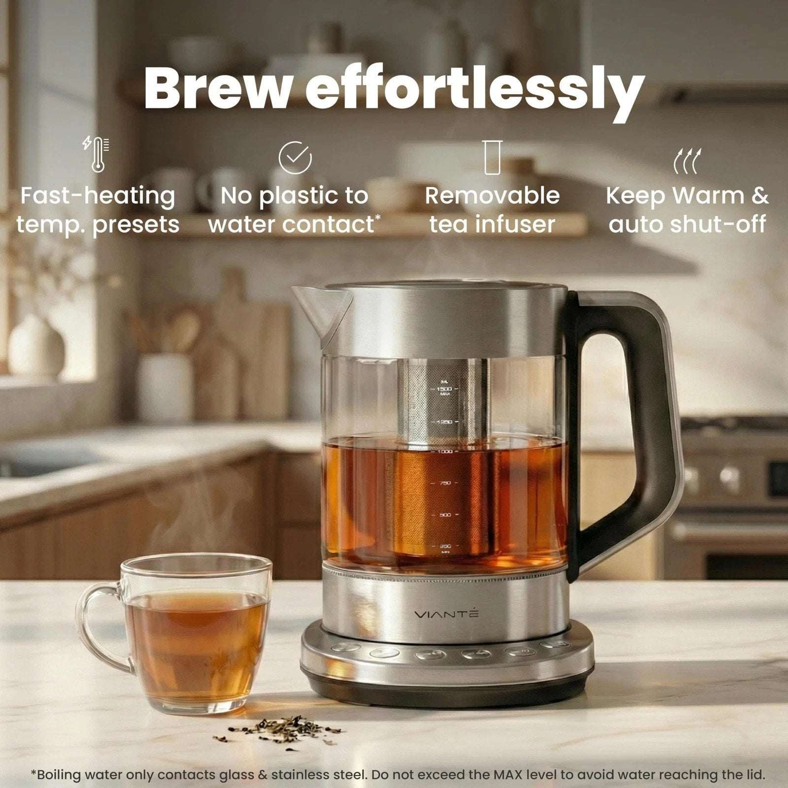VIANTE Digital Electric Tea Kettle Infuser Temperature Control Keep Warm KET-100