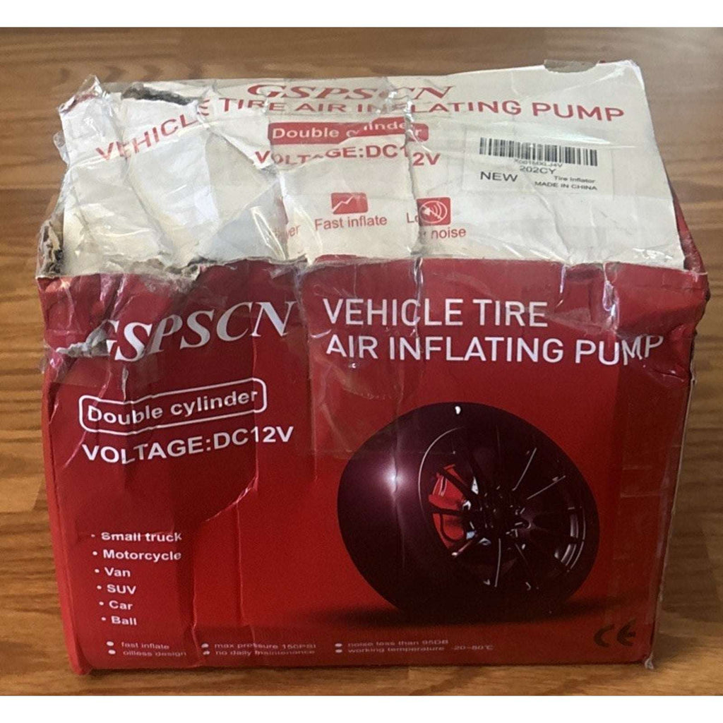 GSPSCN 12V 150PSI Heavy Duty Dual Cylinder Tire Inflator Portable Air Compressor