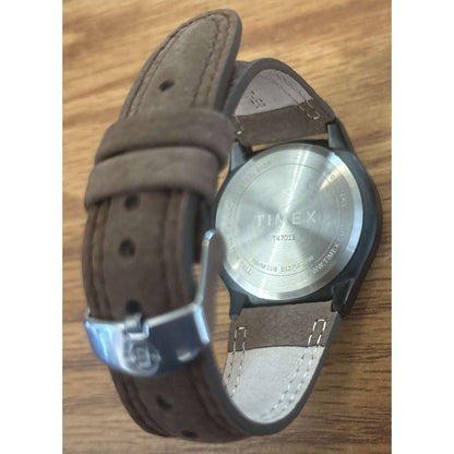 Timex T47012 Indiglo Expedition Metal Field Brown Leather Strap Watch WR50M 40MM