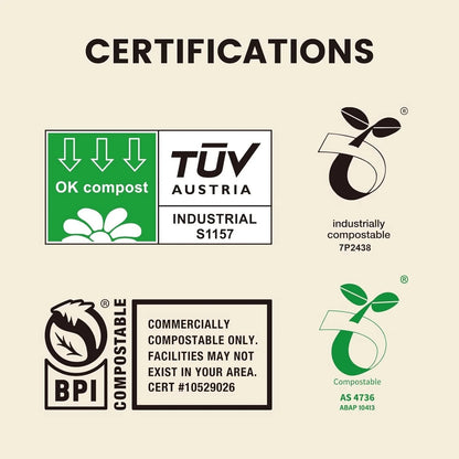 100Pk SUPERBIO 1.6 Gallon Handle Tie Compostable Food Scrap Bags Counter Top Bin