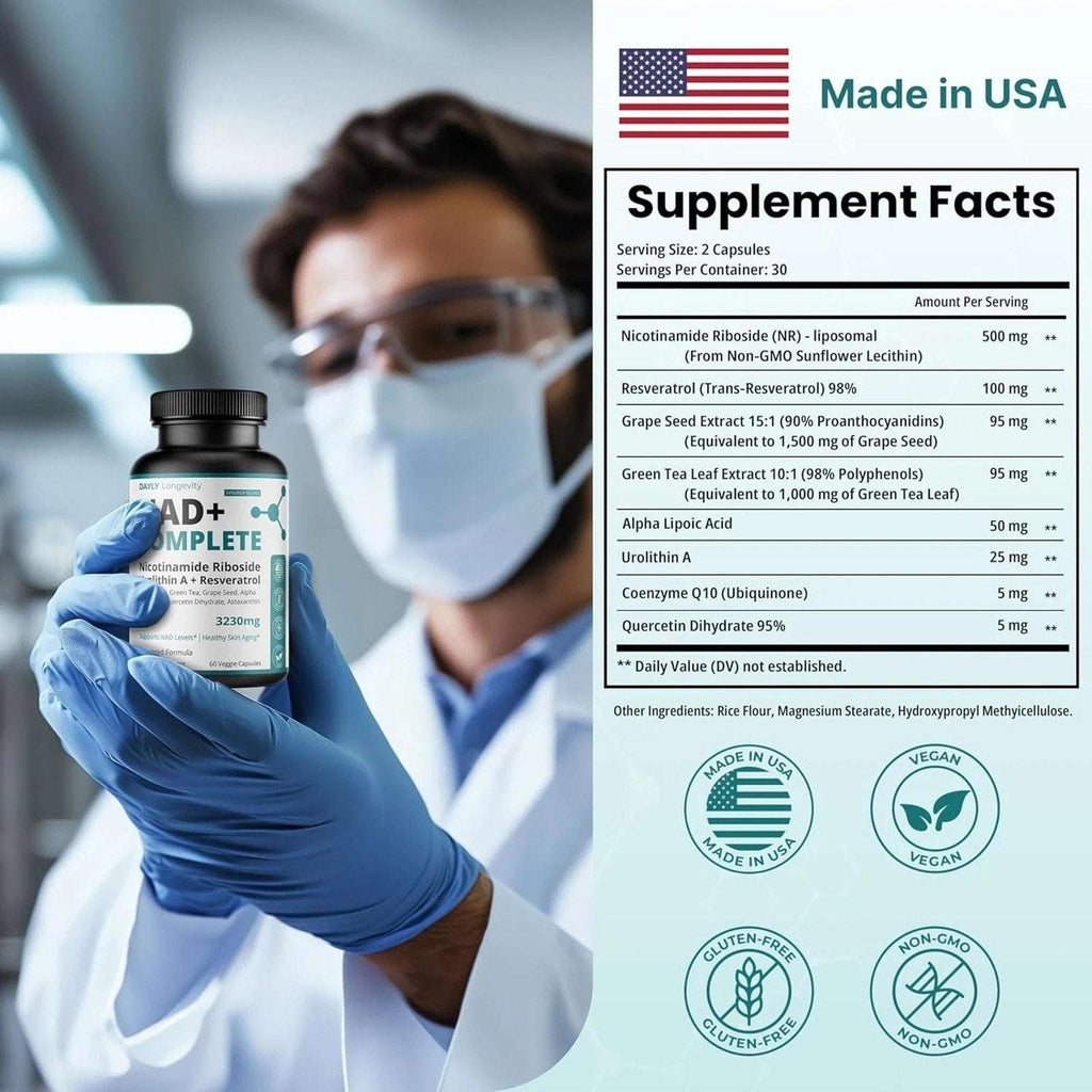 Dayly NAD+ 3230mg Nicotinamide Riboside NAD Resveratrol Supplement 1-Pack 30 Ct