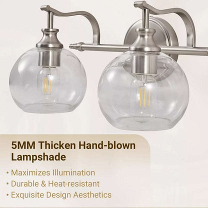 ANDY STAR 3 Light Bathroom Vanity Light Fixture Wall Mount in Brushed Nickel