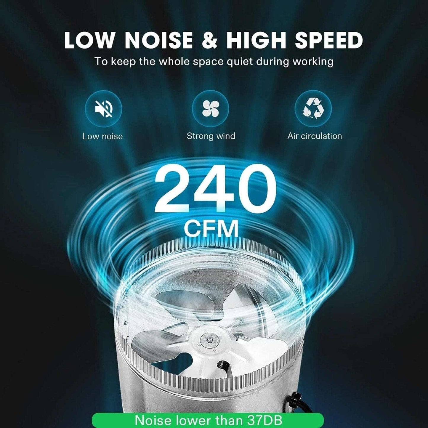 VIVOSUN 6in Electric Inline Duct Fan 240CFM, HVAC Exhaust Intake Fan Low Noise