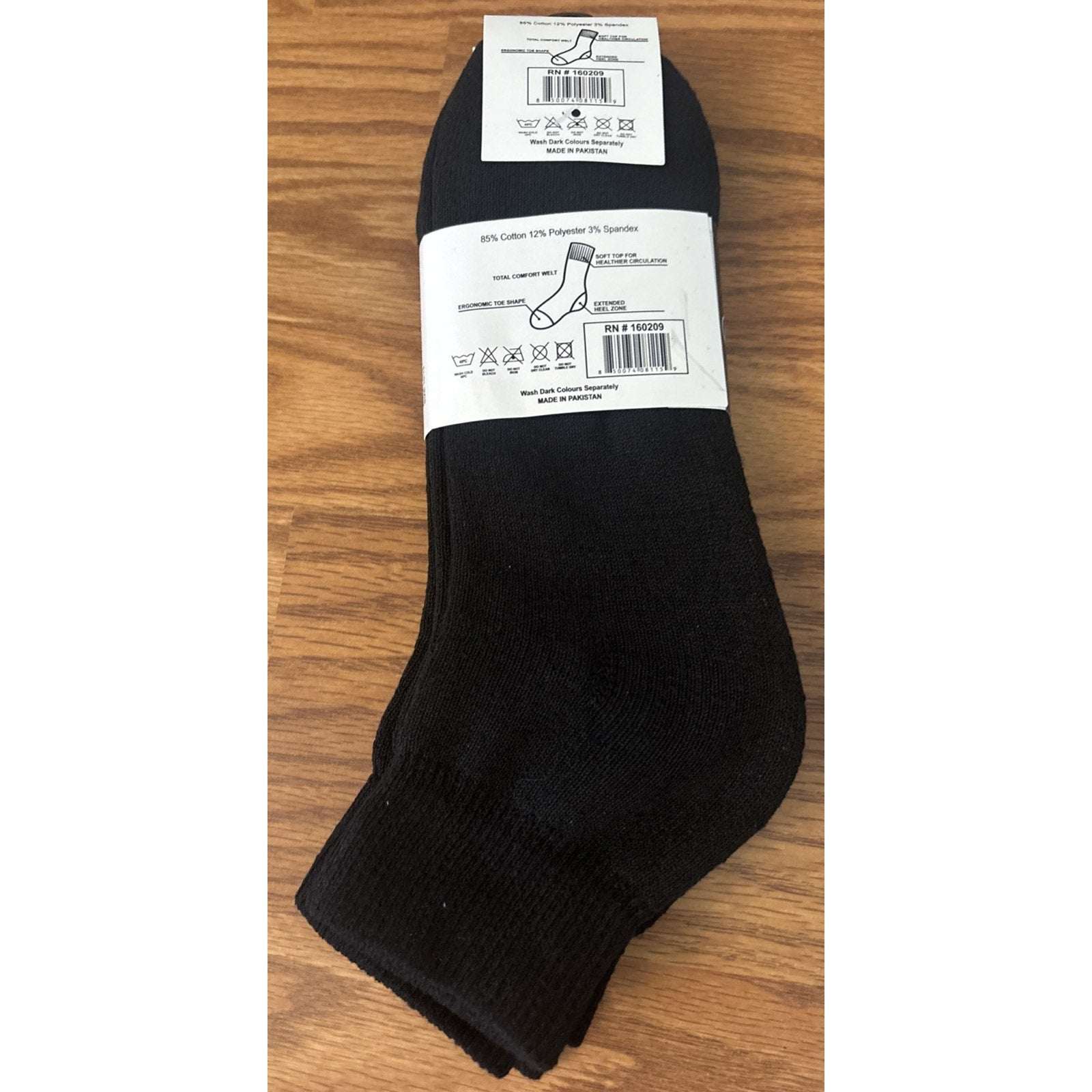 Top Essentials All Season Sport Ankle Socks Size 10-13 Men's Black 3 Pairs NWT