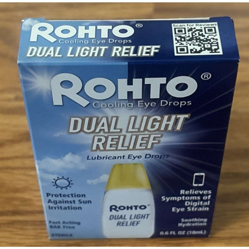 2 Pack Rohto Dual Light Relief Cooling Lubricant Eye Drops, 0.6 fl oz Exp 12/26