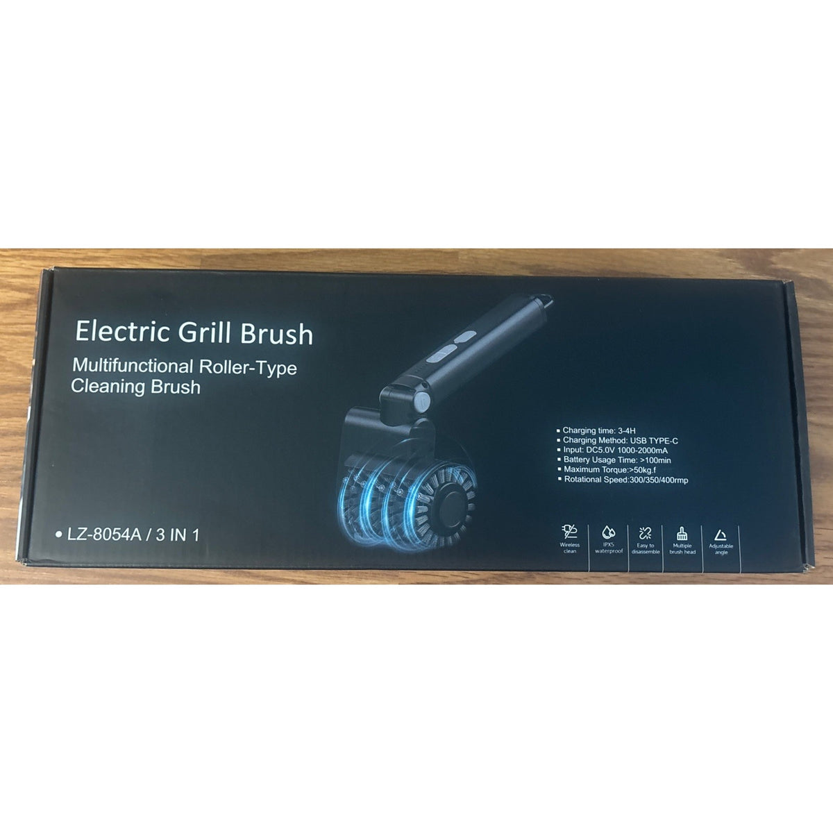 Electric Grill Brush Cordless Rechargeable BBQ Cleaner with 3 Speeds & 3 Heads