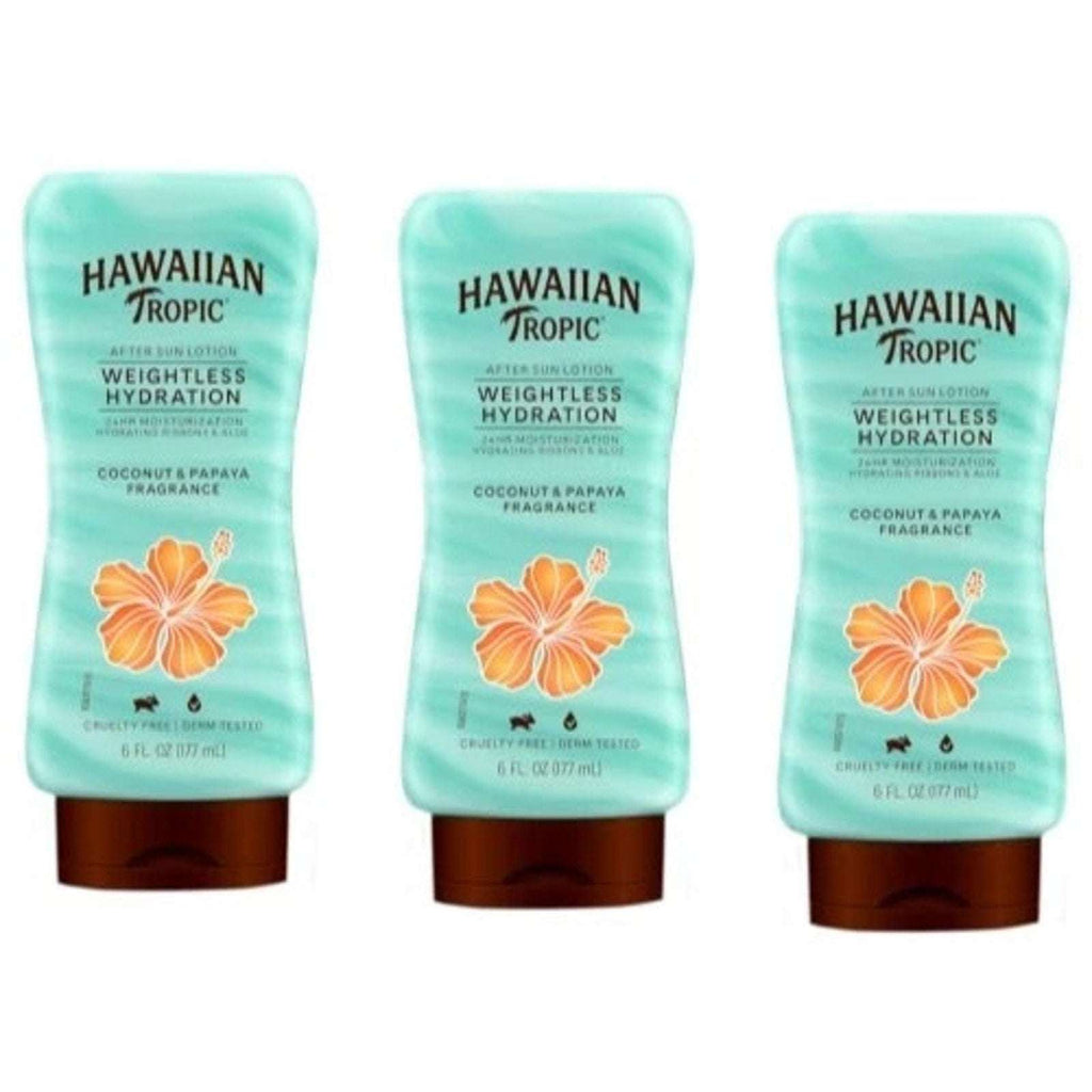 3 Pack Hawaiian Tropic After Sun Lotion Weightless Hydration Coconut Papaya 6oz