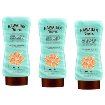 3 Pack Hawaiian Tropic After Sun Lotion Weightless Hydration Coconut Papaya 6oz