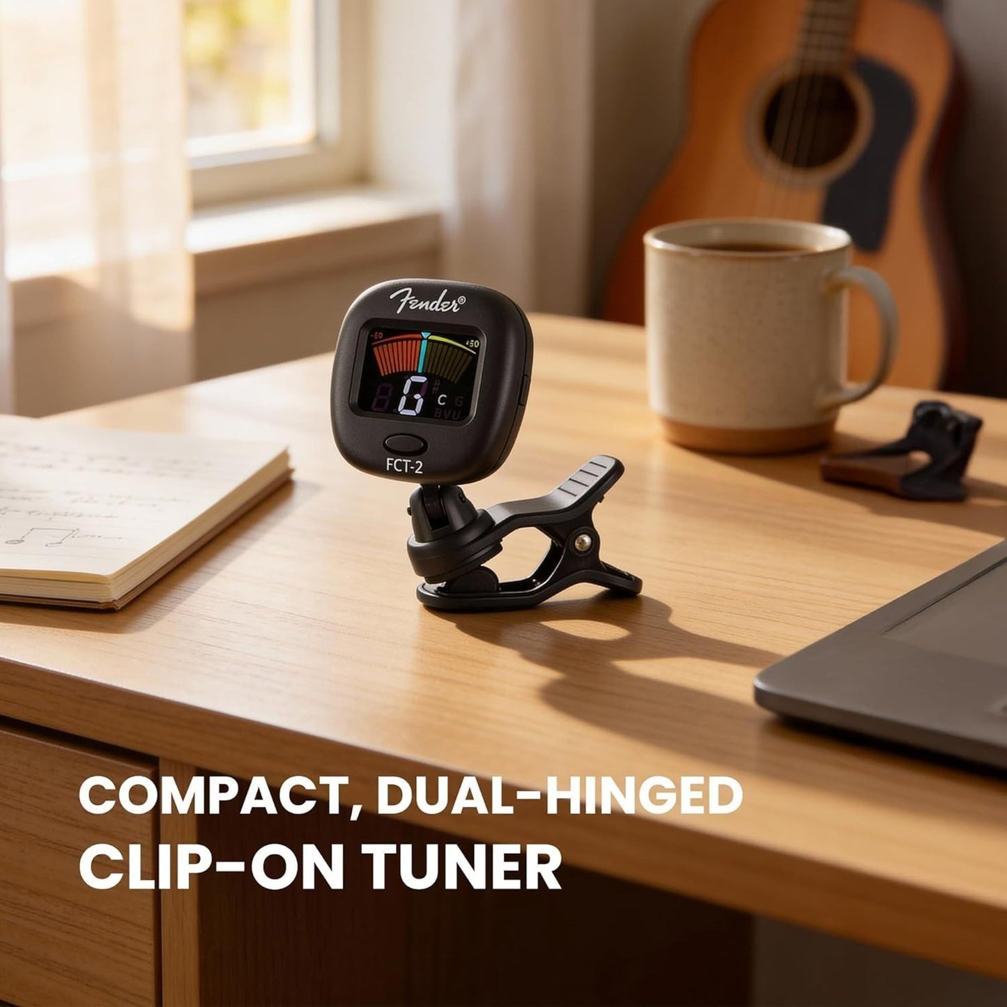NEW Fender FCT-2 Clip-on Guitar Tuner LCD Display Vibration Sensor Dual-hinge