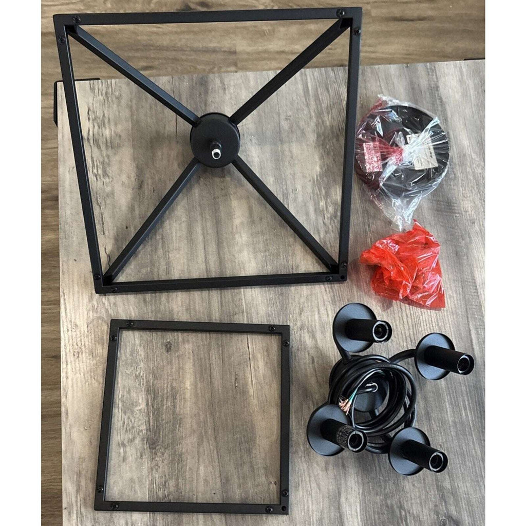 Seaside Village 4 Light Black Farmhouse Lantern Chandelier Ceiling Light Fixture