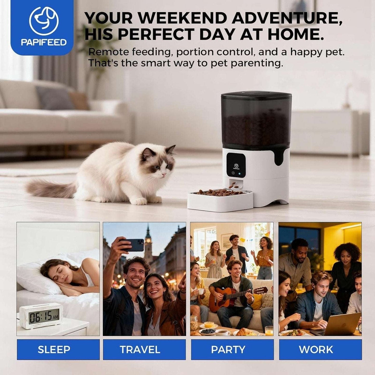 Automatic 6L Multi Cat Dog Pet Food Dispenser with Slow Feed 5G WiFi APP Control