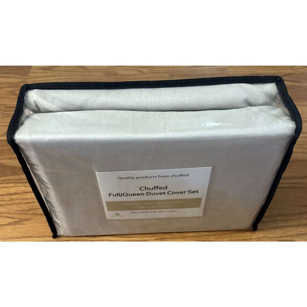 CHUFFED 54% French Linen 45% Cotton Duvet Cover Set 3PC Full/Queen Natural Linen