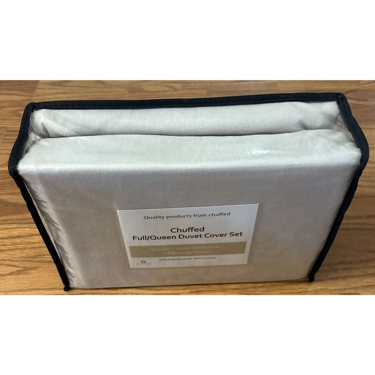 CHUFFED 54% French Linen 45% Cotton Duvet Cover Set 3PC Full/Queen Natural Linen
