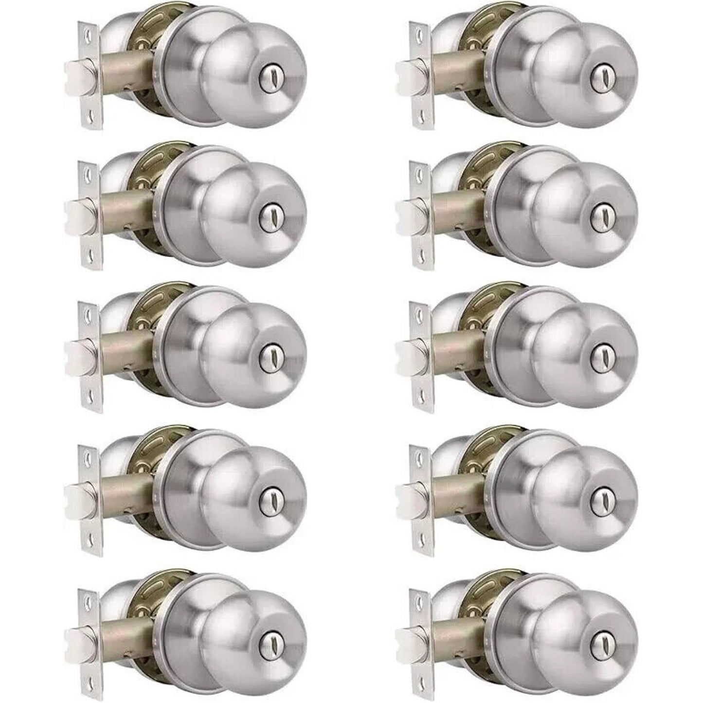 10 Pack Probrico Satin Nickel Privacy Door Knobs Round Handles Bedroom Bathroom