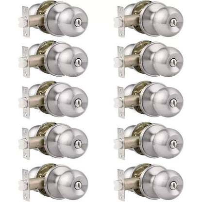 10 Pack Probrico Satin Nickel Privacy Door Knobs Round Handles Bedroom Bathroom