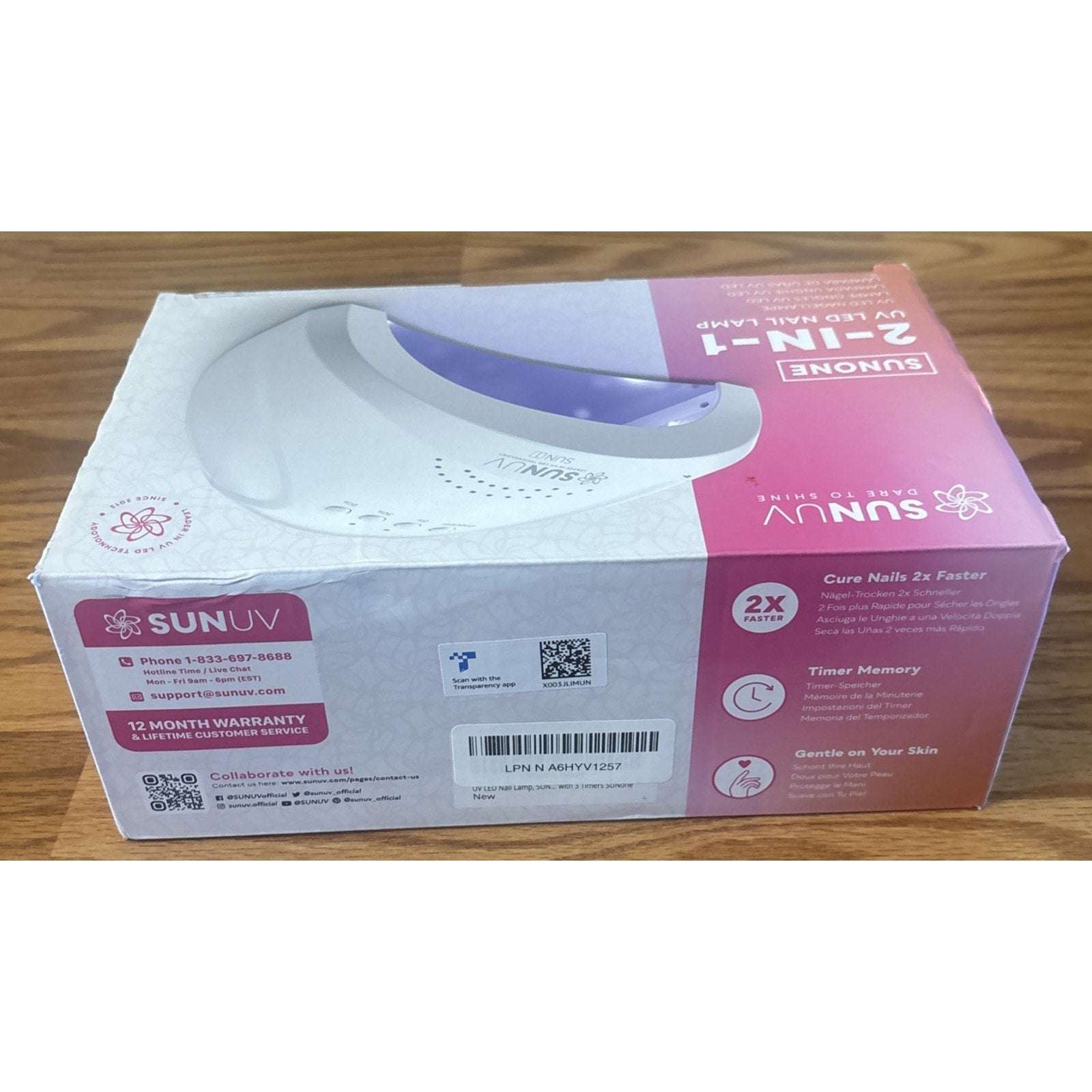 SUNUV SUNONE 2-in-1 UV LED Nail Lamp Quick-Dry Timer Memory Auto-Sensing White