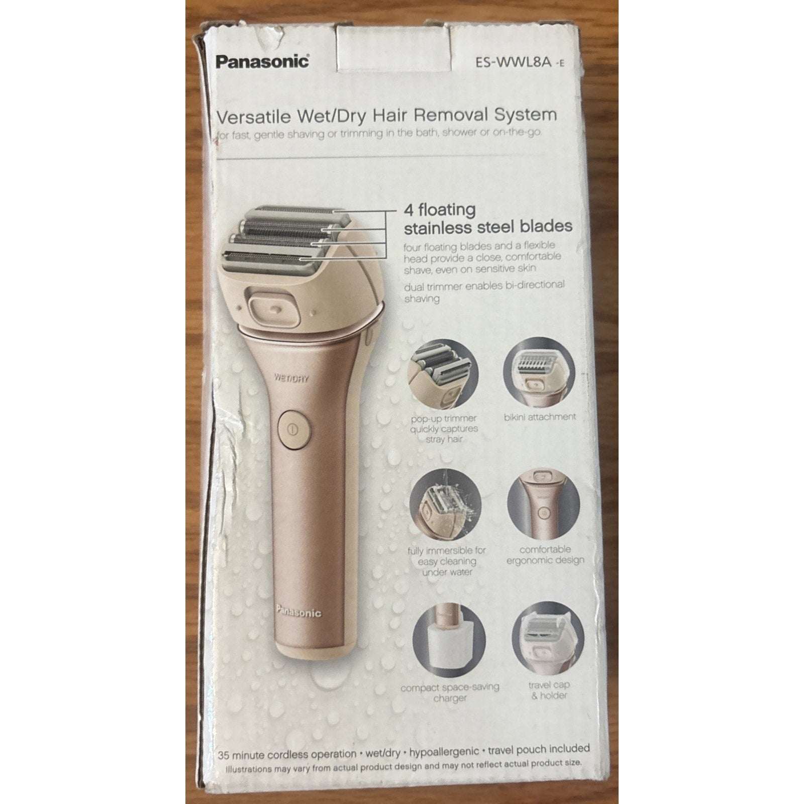 Panasonic Close Curves Wet/Dry Ladies Shaver 4-Blade w Bikini Attachment Trimmer