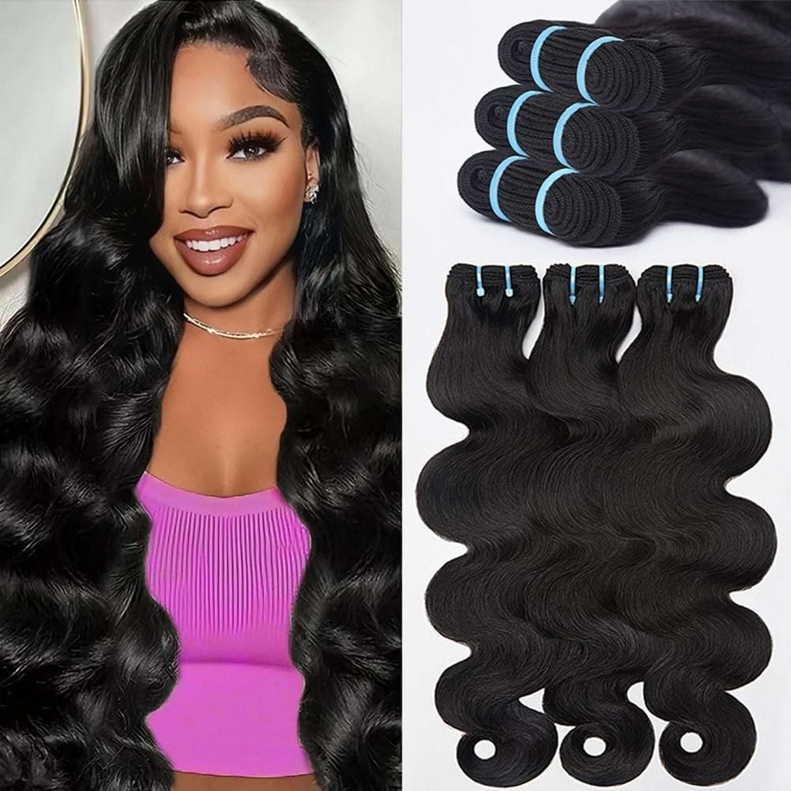 100% Raw Indian Body Wave Temple Real Human Hair Extension Bundle 18 20 22 Inch