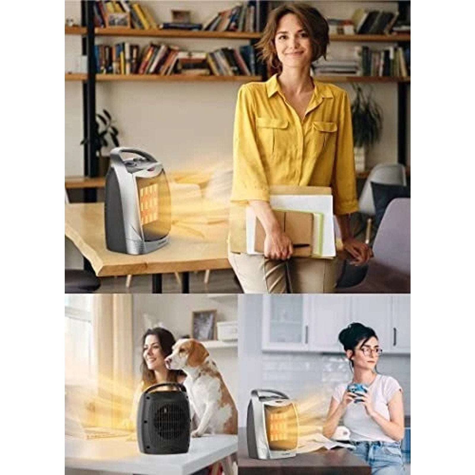 Electric Space Heater Fan w/ Adj Thermostat 1500W Overheat Protection Auto-Off