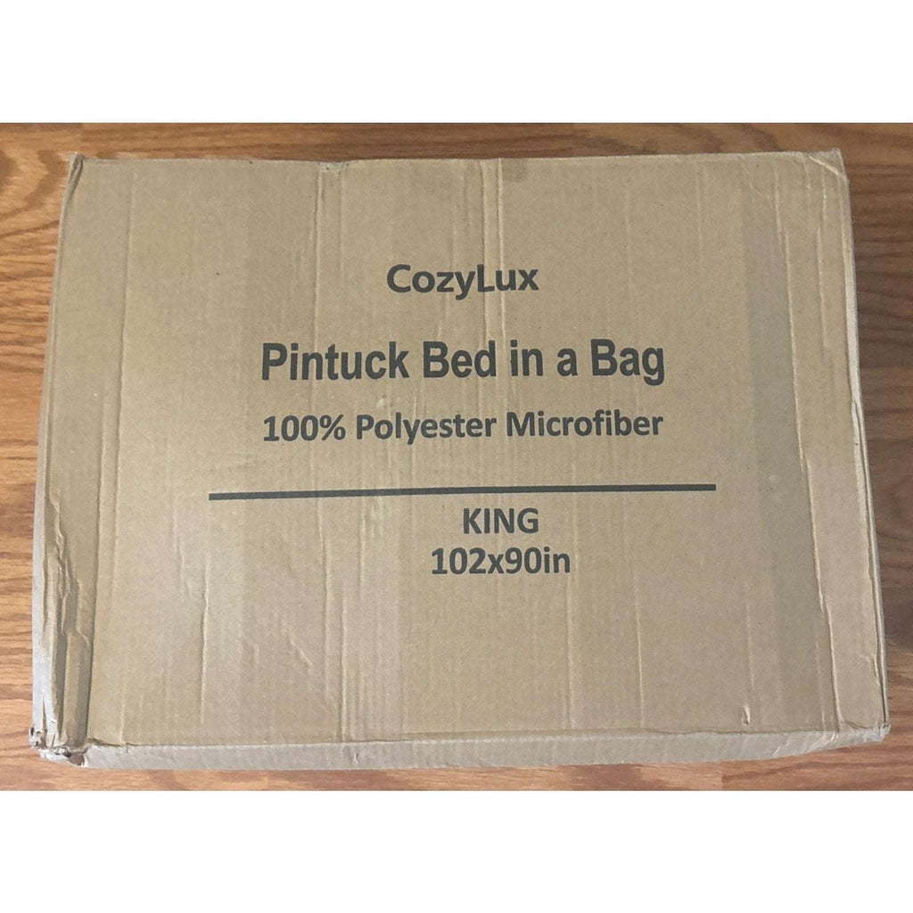 CozyLux 7-Piece King Size Pintuck Comforter & Sheet Set Sage Green Bed in a Bag