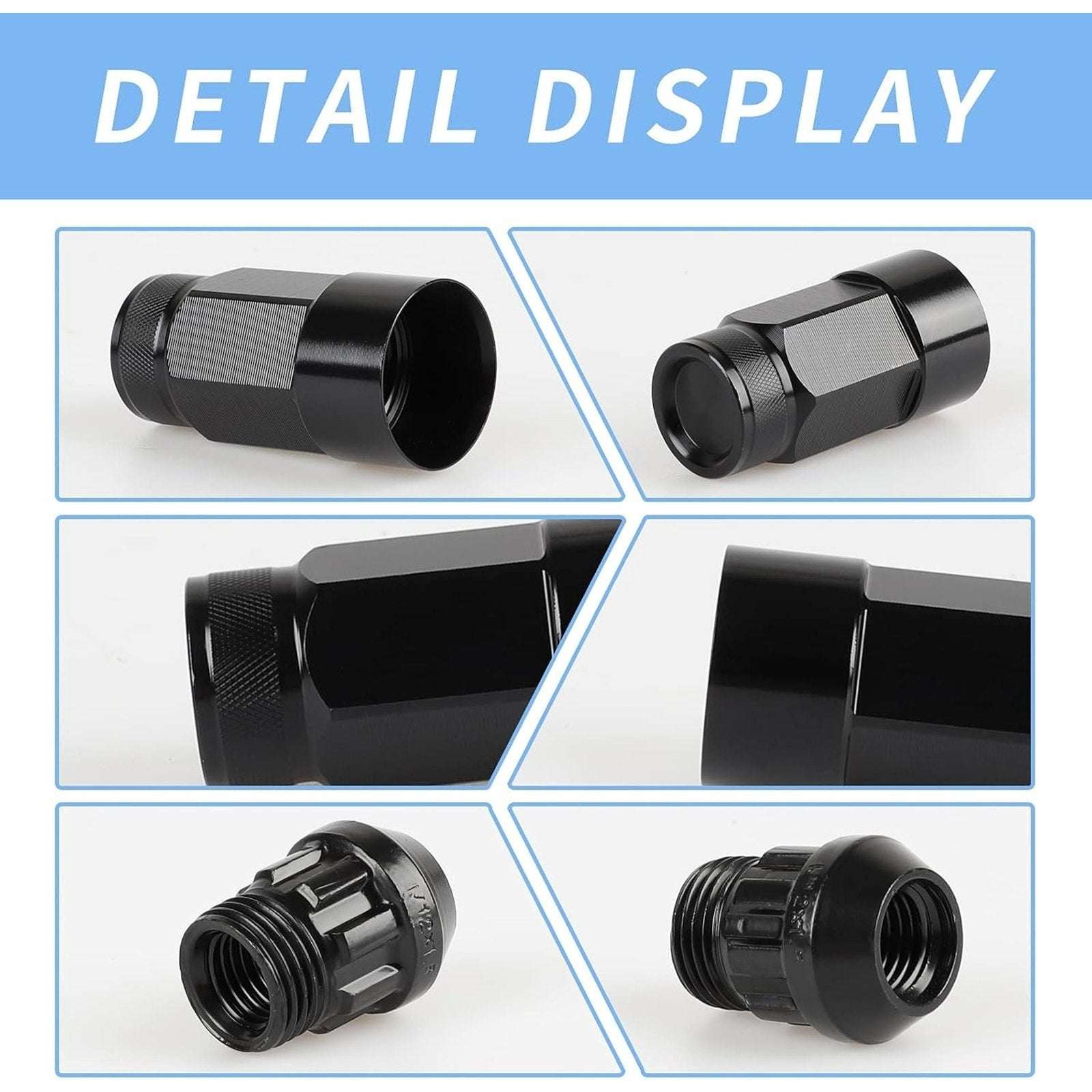 20PC Steel Anti-Theft Spline Closed End Lug Nuts M12X1.5 +Socket Black Wheel Rim