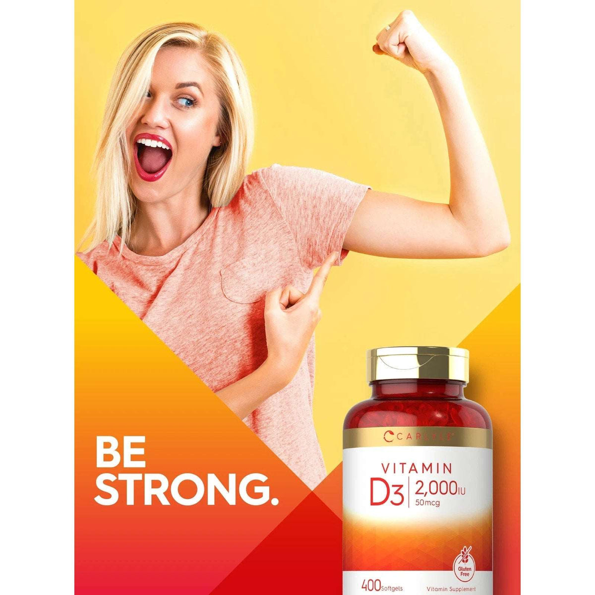 2 Pack Carlyle Vitamin D3 2000 IU Softgels (400ea/800total) Non-GMO Gluten Free