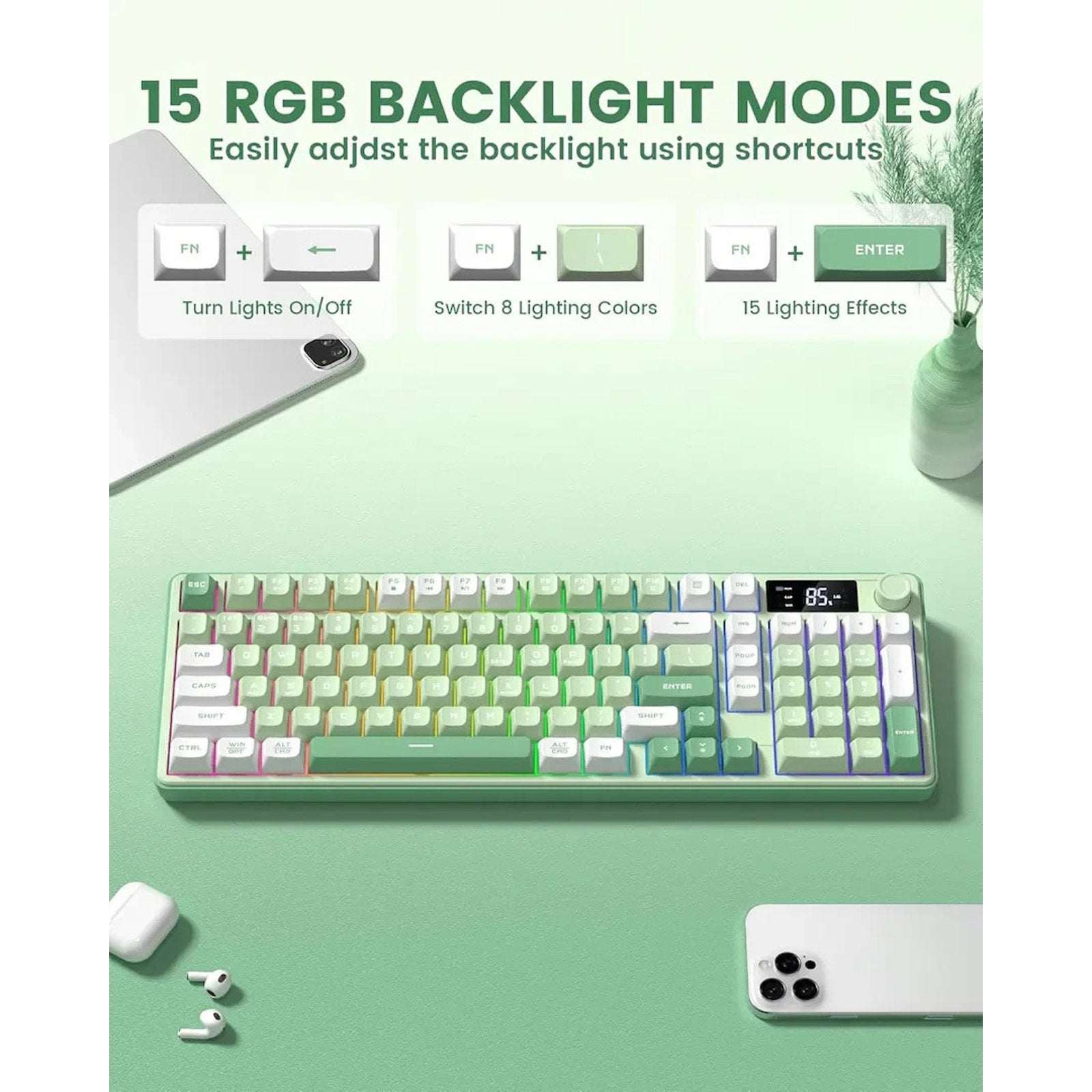 Womier DK98Pro 96% Wireless Tri-Mode RGB Smart Membrane Keyboard MultiMedia Knob