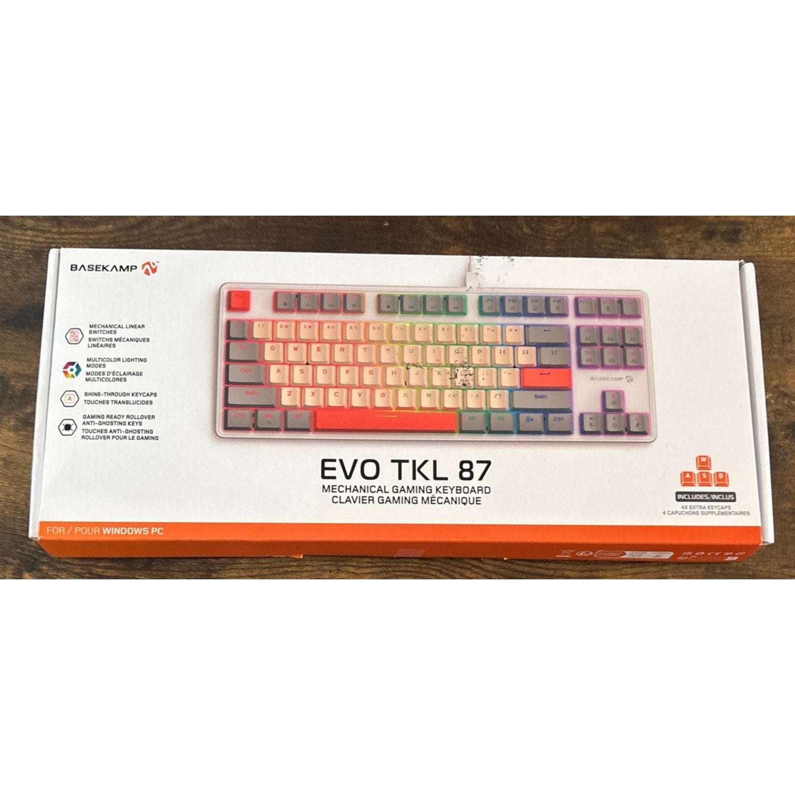 Retro EVO TKL 87 Mechanical Gaming Keyboard w Linear Switches Rainbow Lighting E