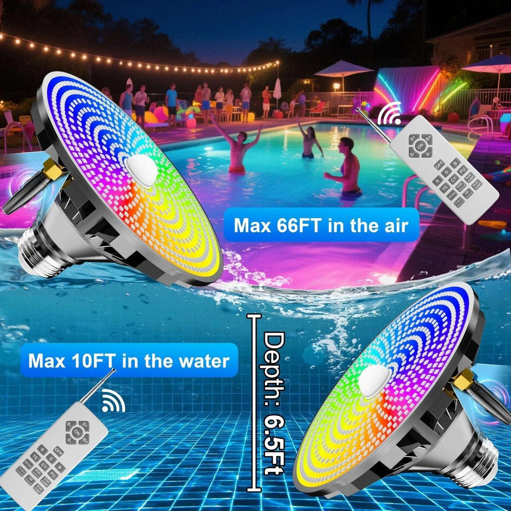 70W/80W RGBW LED Pool Light Bulb Color Changing 120V E26 Inground Above w/Remote