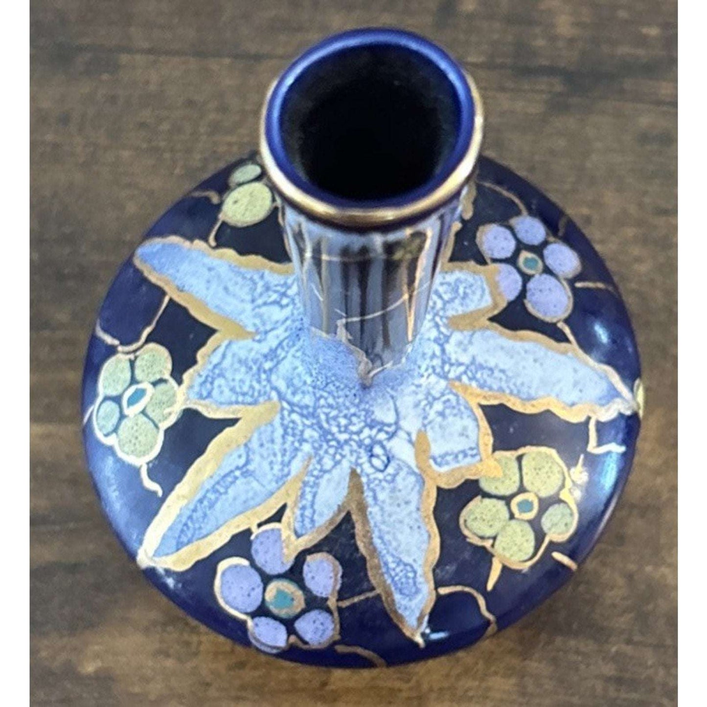 VTG REGINA Paris GOUDA HOLLAND ART POTTERY 109 Cobalt Blue Hand Painted BUD VASE