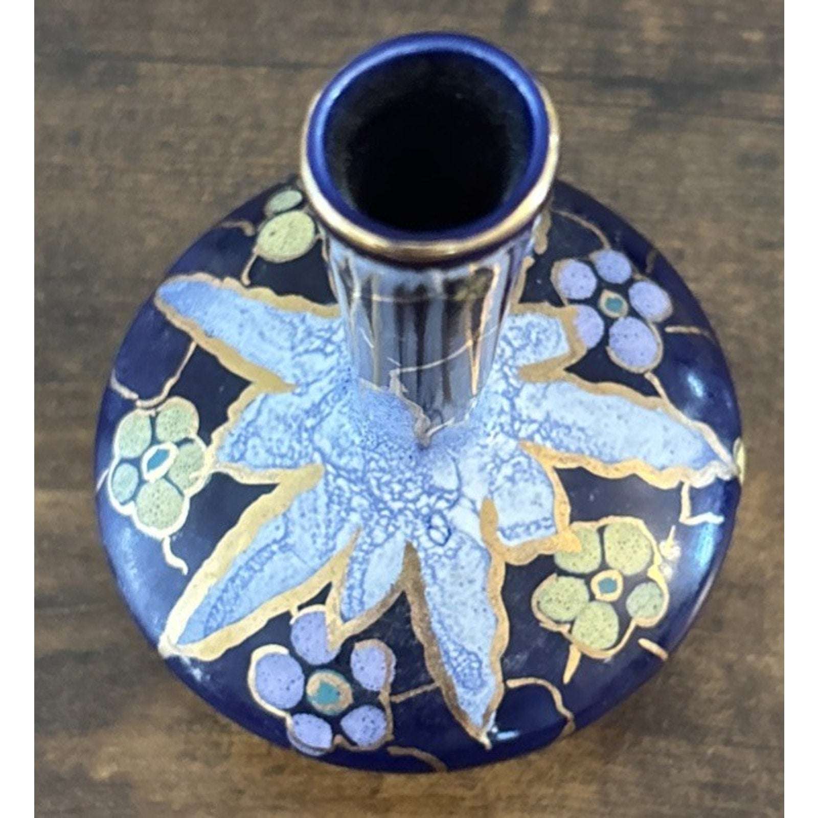 VTG REGINA Paris GOUDA HOLLAND ART POTTERY 109 Cobalt Blue Hand Painted BUD VASE