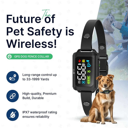 GPS Wireless Electric Dog Fence Pet Containment System Shock Collar 99-5997FT