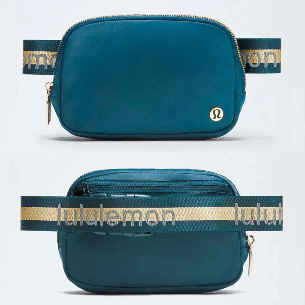 NWT Lululemon Everywhere Belt Bag 1L Teal/Gold Wordmark Crossbody Waist Pack