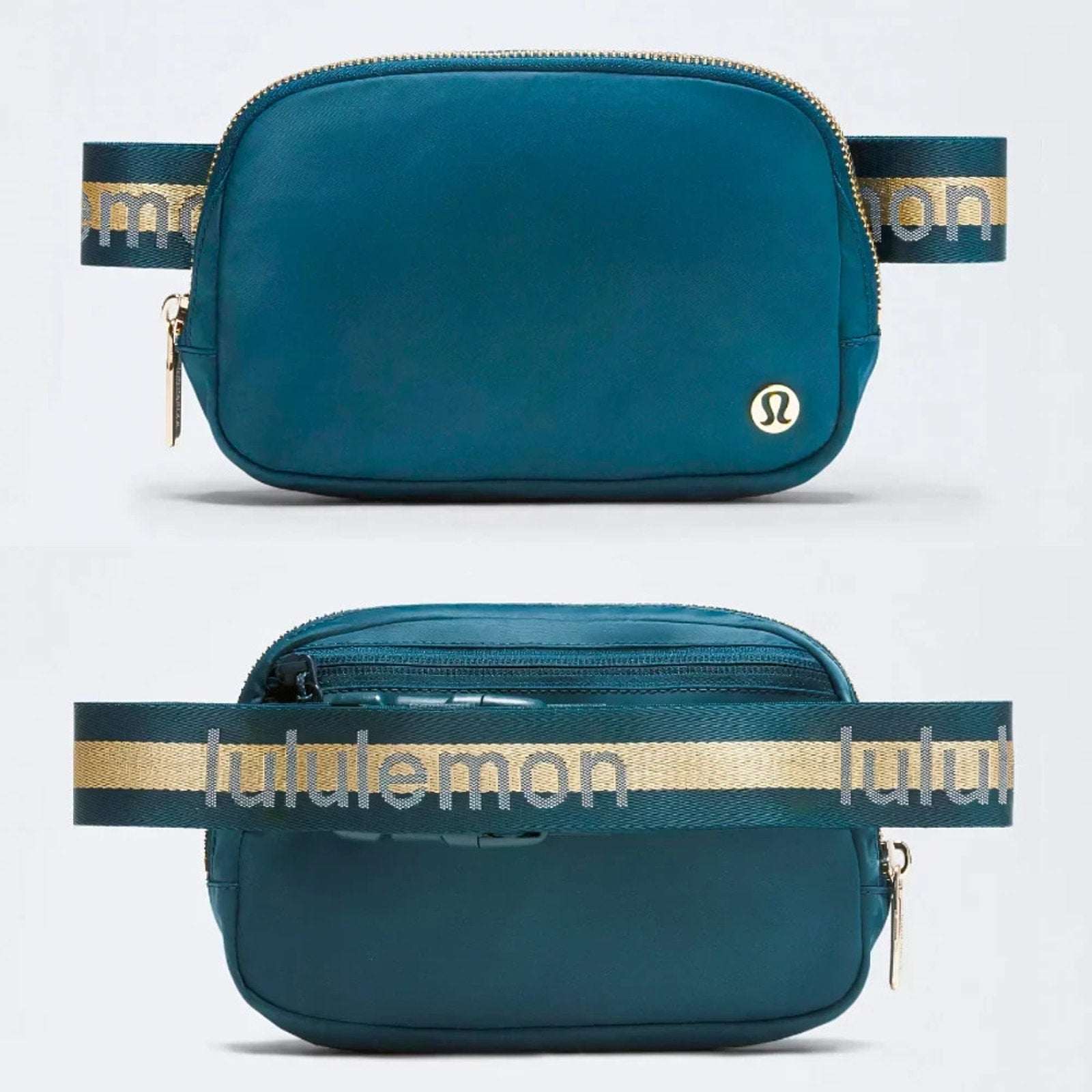 NWT Lululemon Everywhere Belt Bag 1L Teal/Gold Wordmark Crossbody Waist Pack