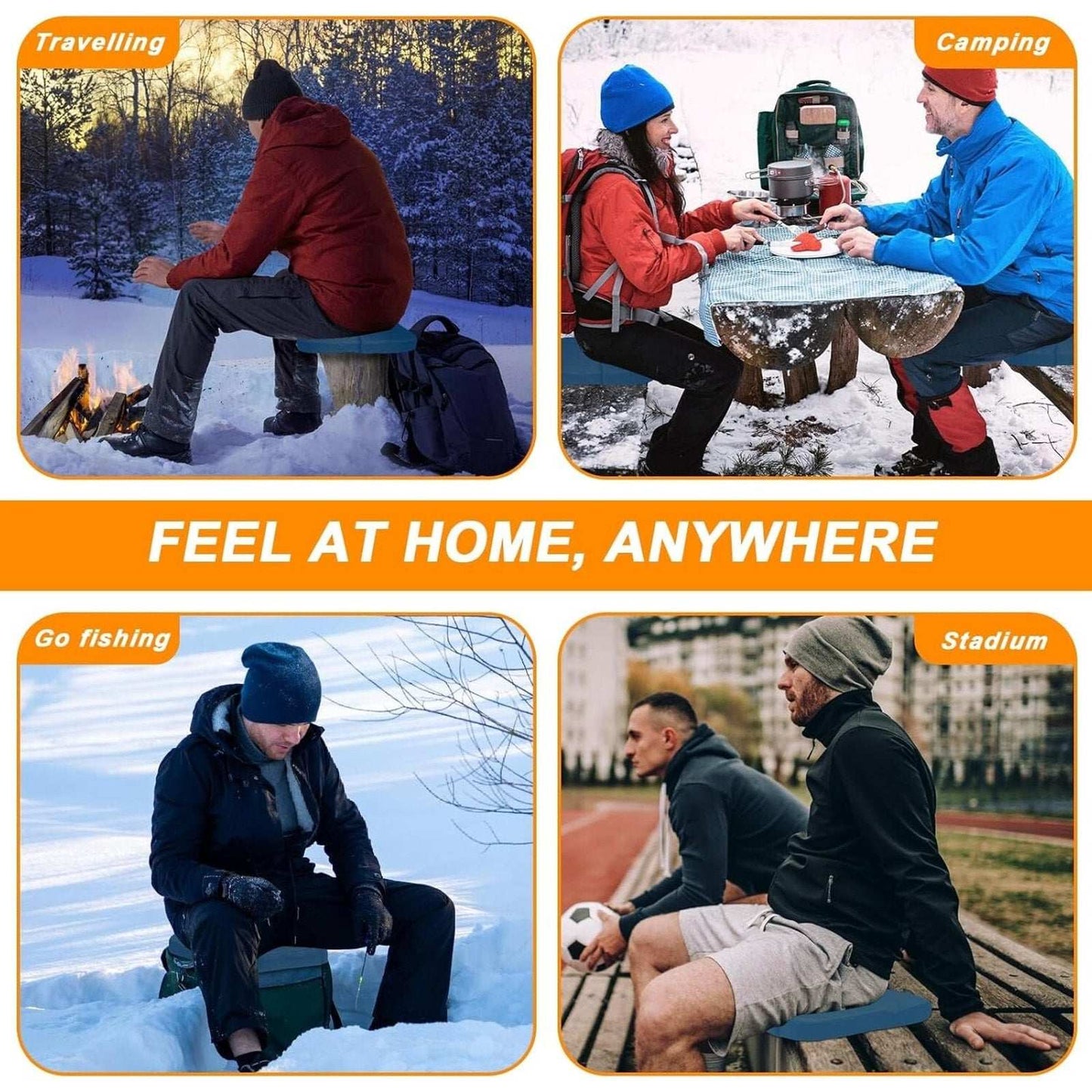 Extra Wide Heated Stadium Seat Cushion Foldable Portable Bleacher 3 Heat Setting