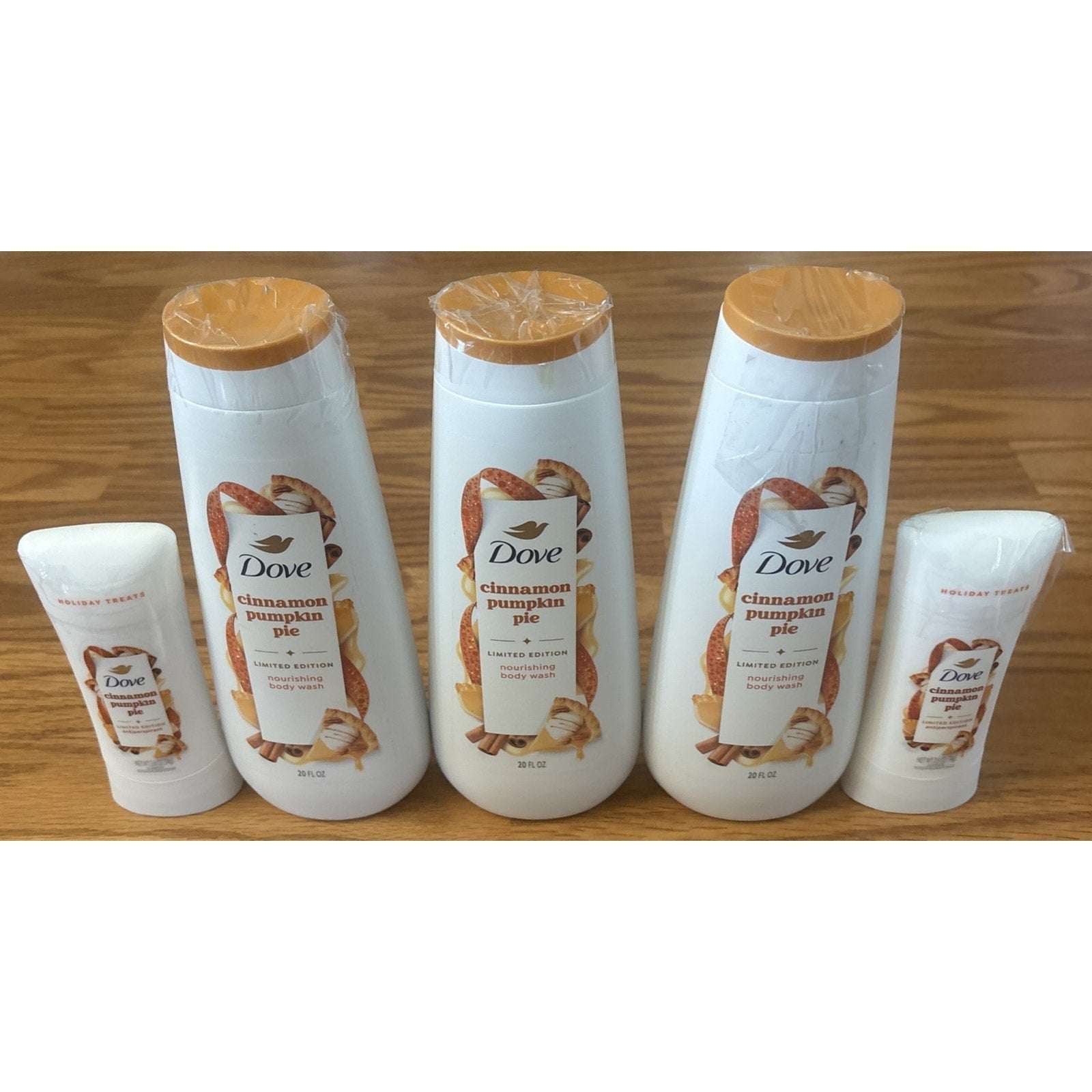 5PC Dove Limited Edition Cinnamon Pumpkin Pie 3 x Body Wash & 2 x Deodorant Set