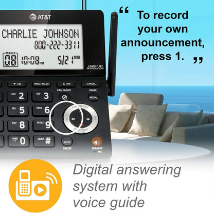 AT&T CL84107 DECT 6.0 Corded/Cordless Phone W Answering Machine Smart Call Block
