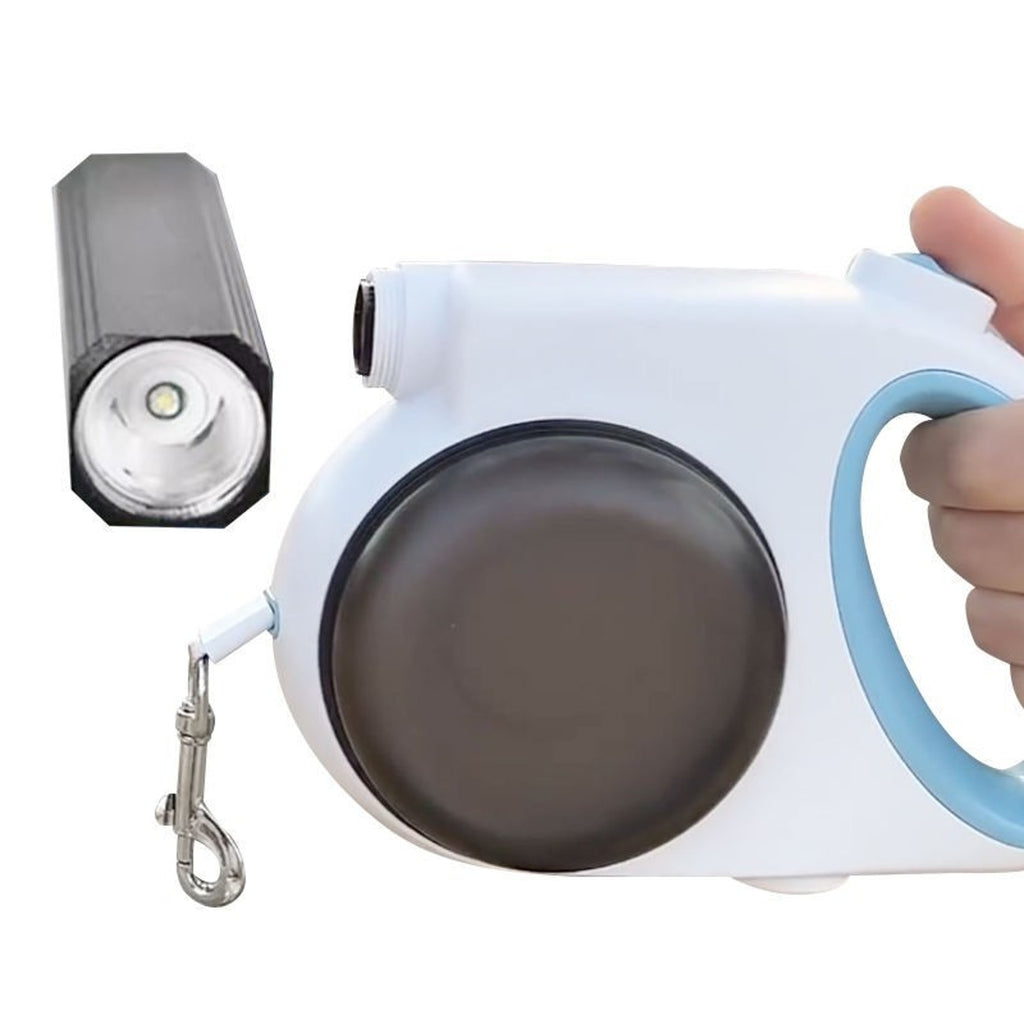 5in1 Retractable Dog Leash w/ Rechargeable LED Light, Poop Bag Holder +2 Bowls