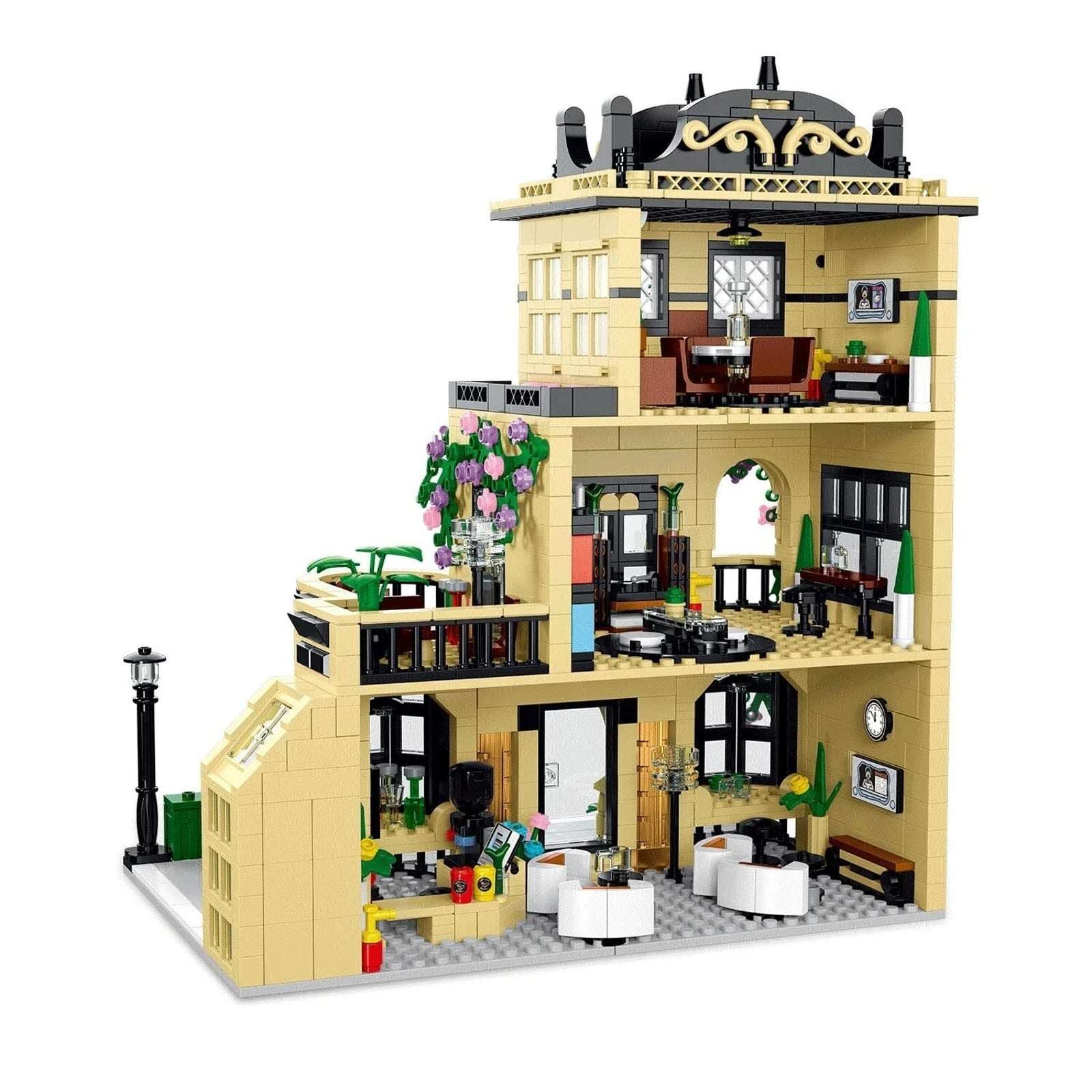 20113 City Café Building Blocks Set with Lights, 3 Levels XMORK 1443PC City Cafe