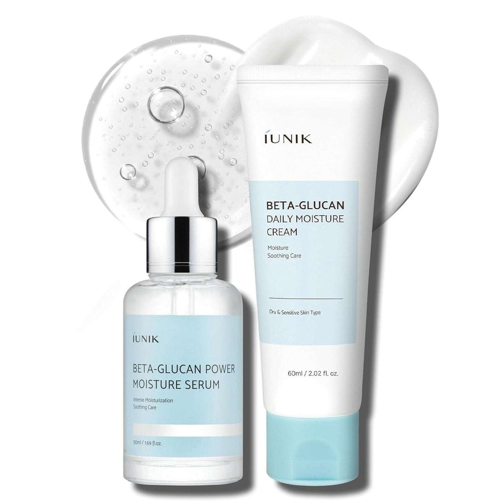 iUNIK Beta Glucan Daily Moisture Cream & Power Moisture Serum 60ml 50ml K-Beauty