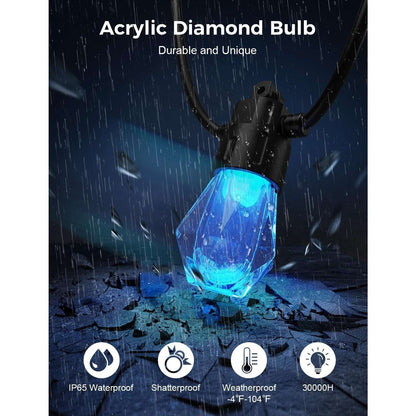 XMCOSY+ 48ft RGBCW Smart Outdoor String Lights, App Control, Alexa, Waterproof